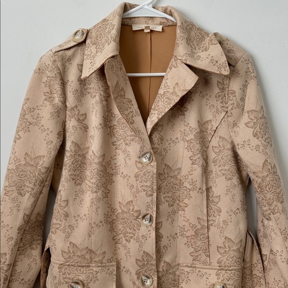 Soltaire Faux Suede Floral Boho Trench Style Coat Size: S - Picture 5 of 8
